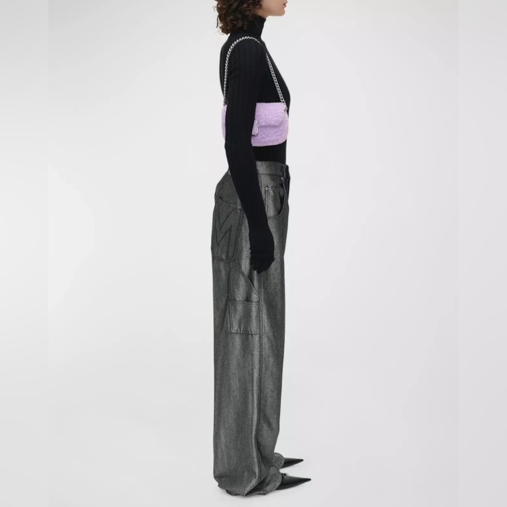 Marc Jacobs Teddy Fur The Snapshot Mini Shoulder Bag Crossbody ~NWT~ Lilac​ - Picture 4 of 7